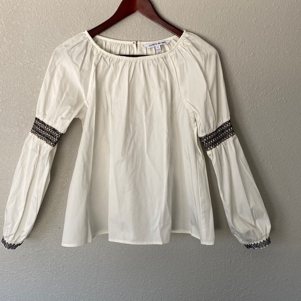 Elizabeth and James peasant top black embroidery